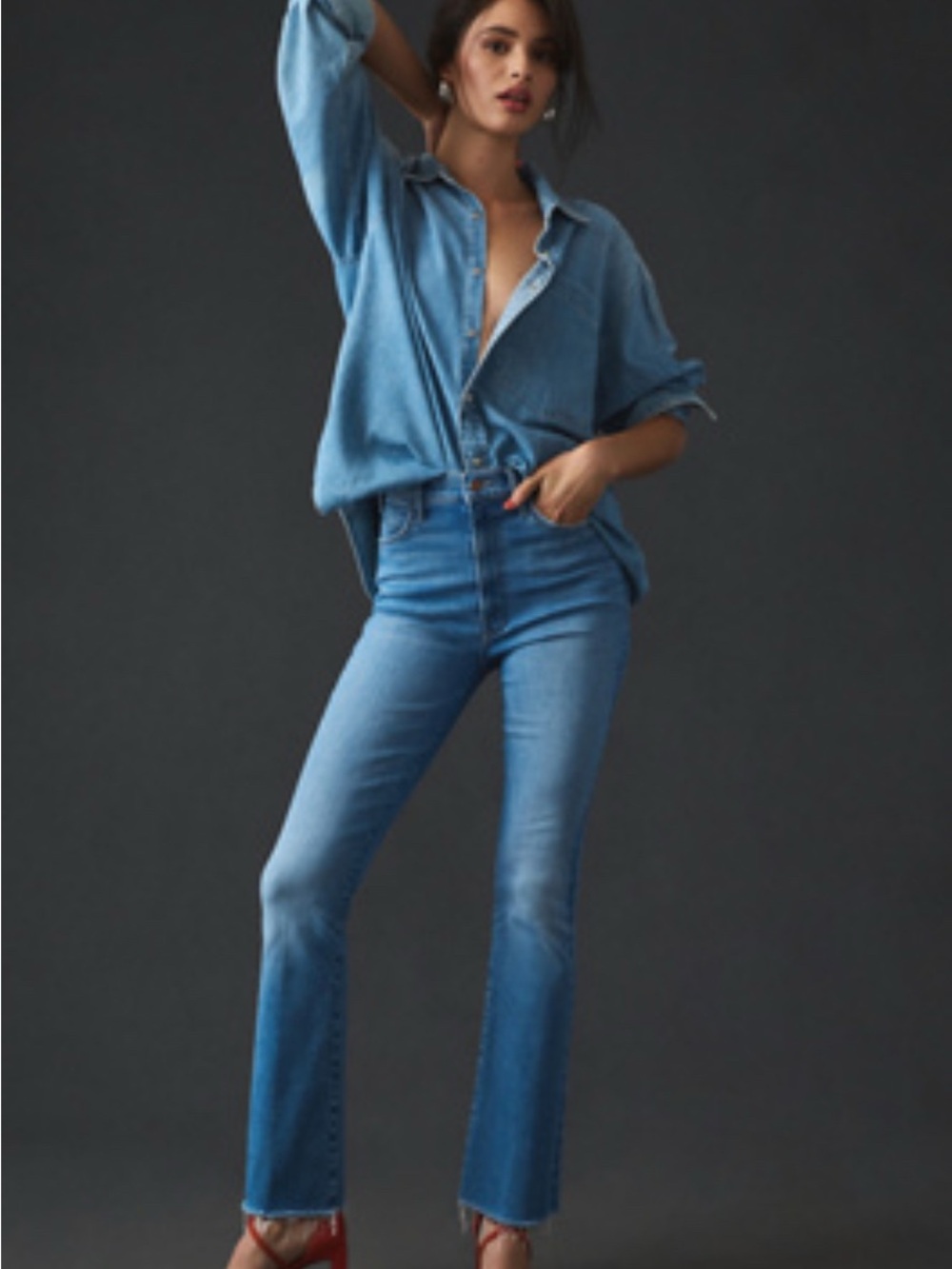 MOTHER The Hustler High-Rise Ankle Fray Jeans | Layover Wash | Size 29 - Picture 1 of 14
